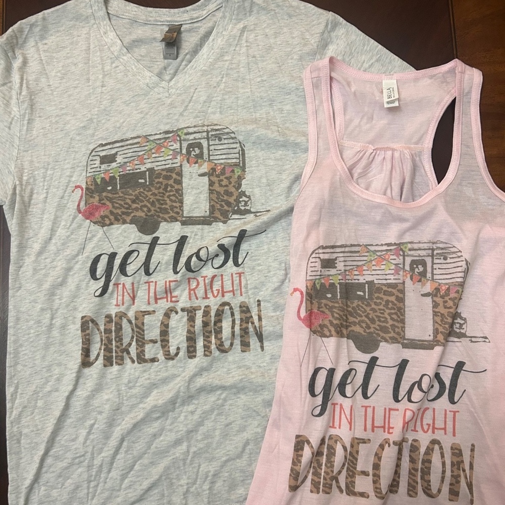 1-Tank & 1-T-Shirt Womens Small Camping Tops